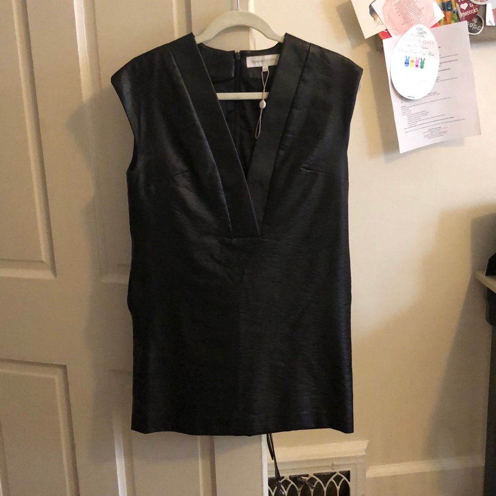 Finders keepers deep v low cut leather dress